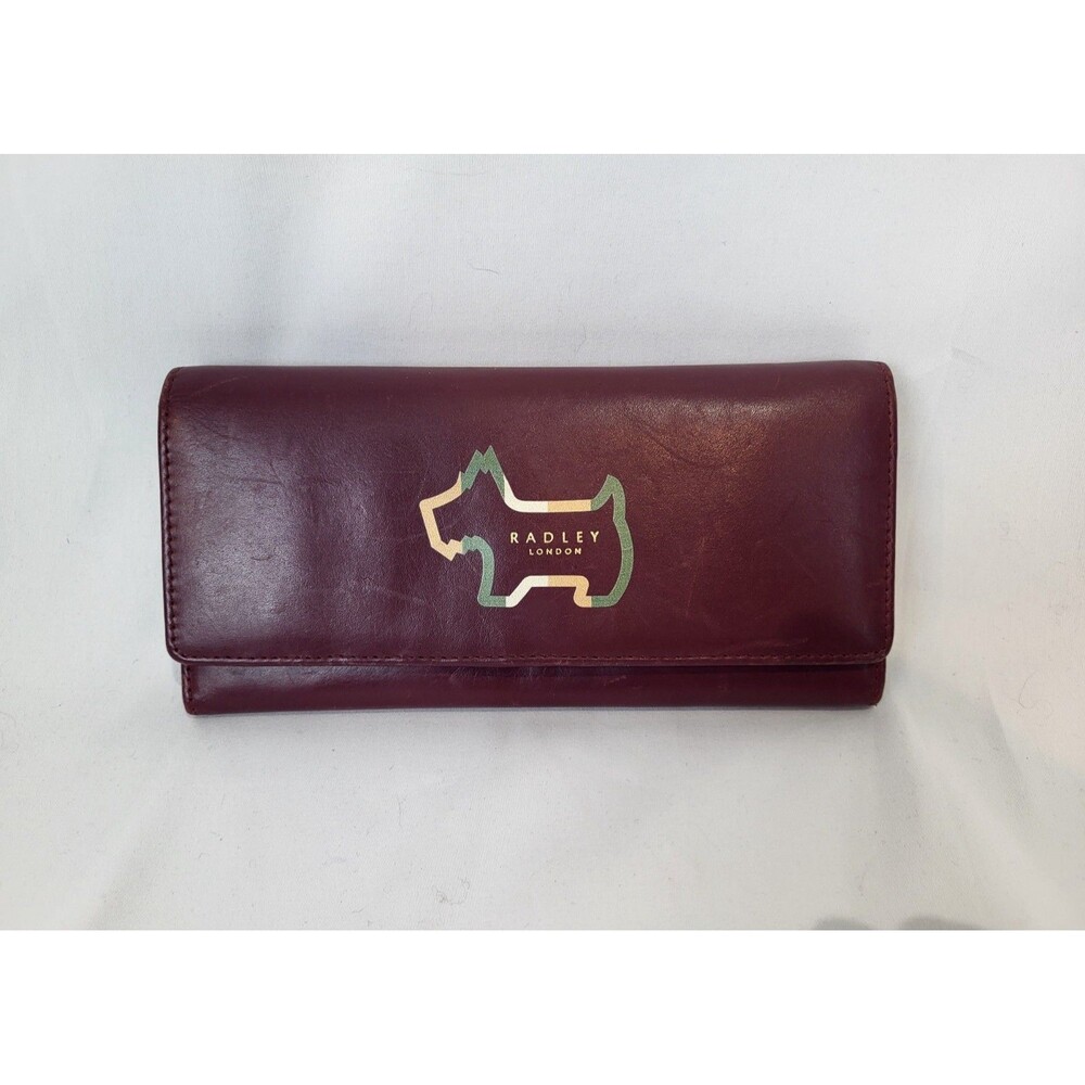 Radley Flapover Shadow Stripe Leather Wallet Burgundy